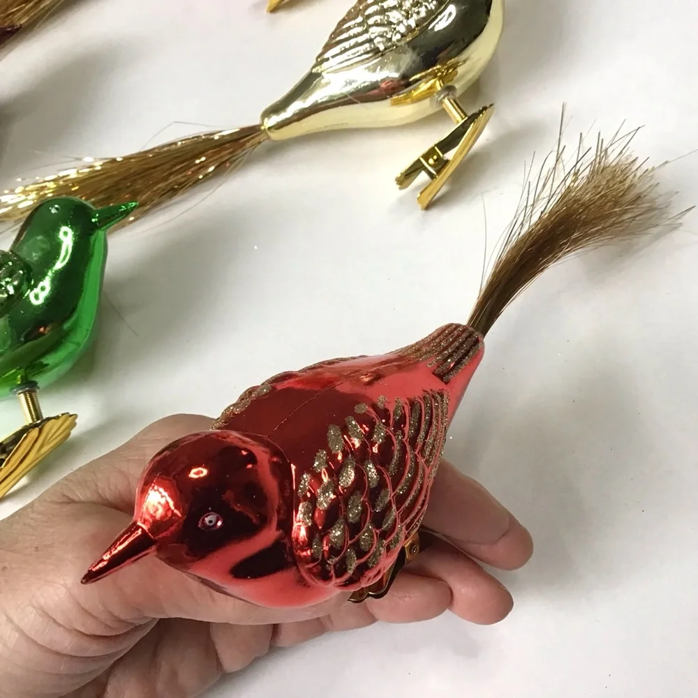 Martha Stewart Living Bird Ornaments Clip-On Shatter-Resistant Multi-Color 6Pcs